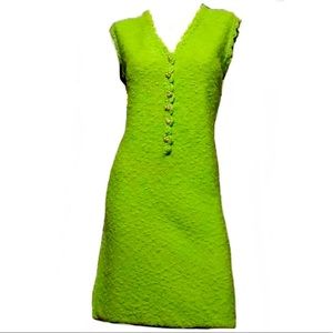 Vintage St. John Knits Dress, Triple Pearl Buttons, Green, Size 6
